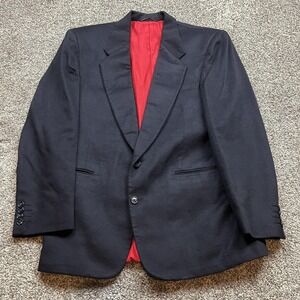 Hickey Freeman Blazer Jacket Mens 42 Black 100% Cashmere Made‎ USA Red Lining